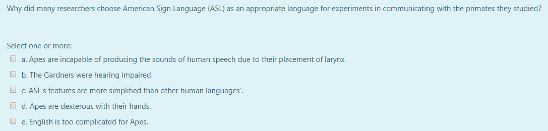 Solved Why did many researchers choose American Sign | Chegg.com