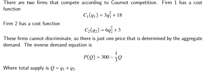 Solved a.) Setup the profit maximization problem for firm 1 | Chegg.com