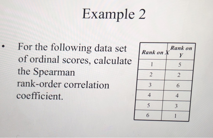 Solved Example 2 For the following data set Rank onRunkom of | Chegg.com