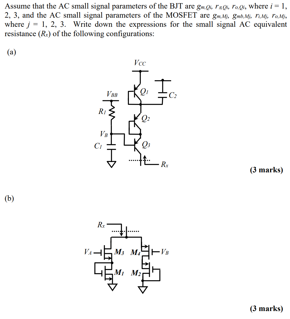 Solved Assume that the AC small signal parameters of the BJT | Chegg.com