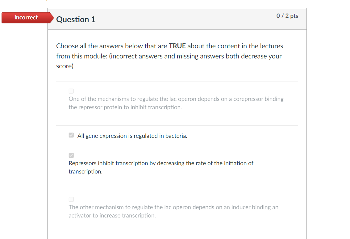 Solved I tried to select all options as true but it was | Chegg.com