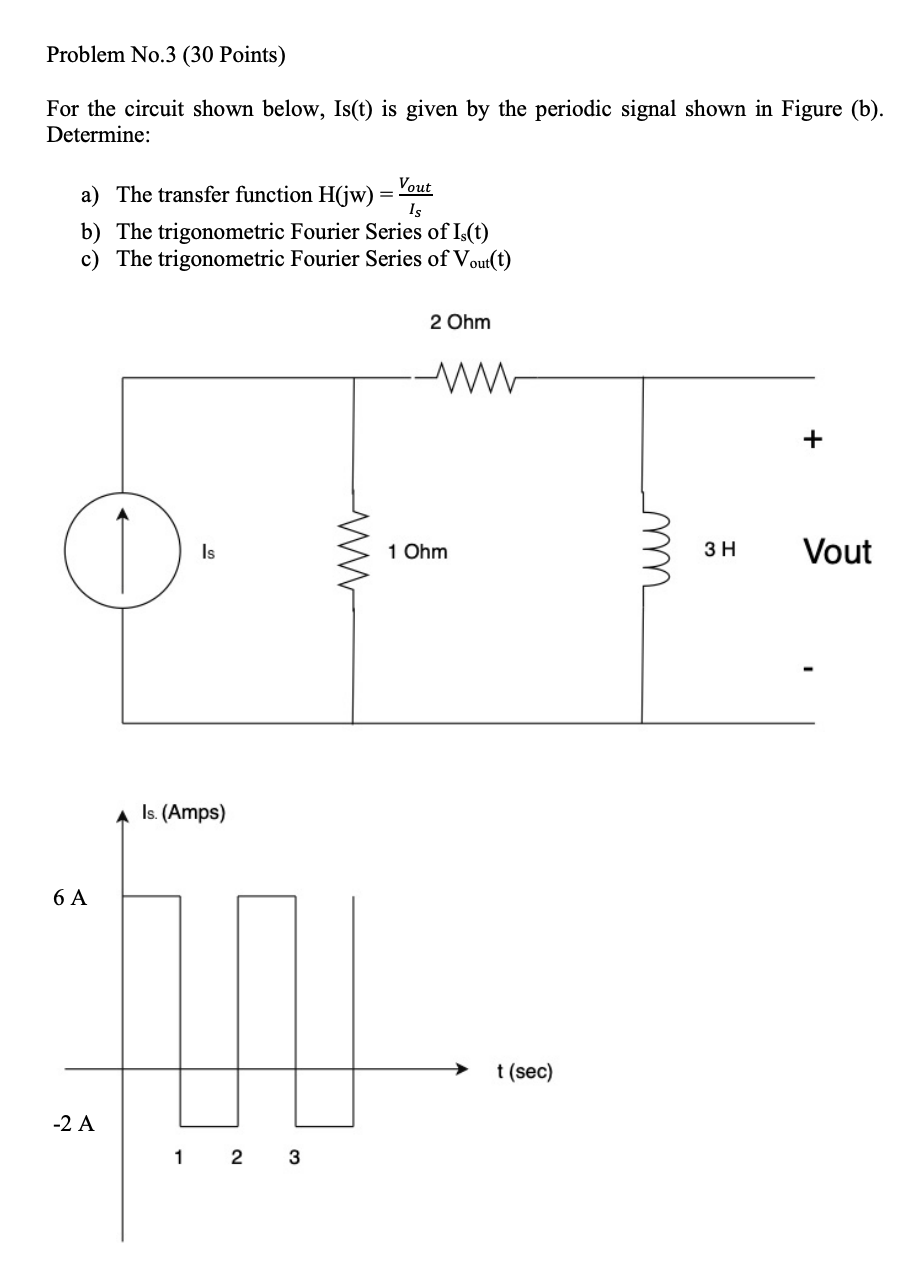 Solved Problem No.3 (30 Points) For the circuit shown below, | Chegg.com