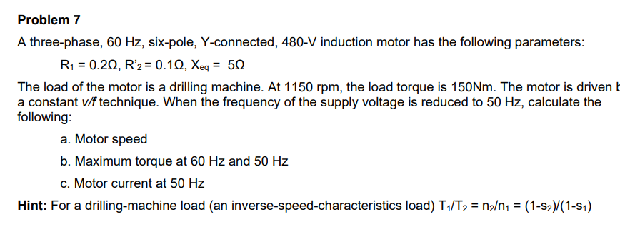 Solved Problem 7 A three-phase, 60 Hz, six-pole, | Chegg.com