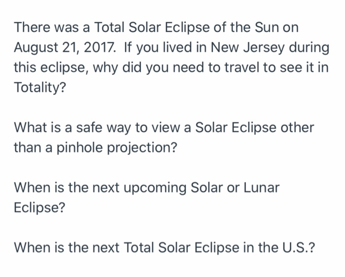 Solved There was a Total Solar Eclipse of the Sun on August | Chegg.com