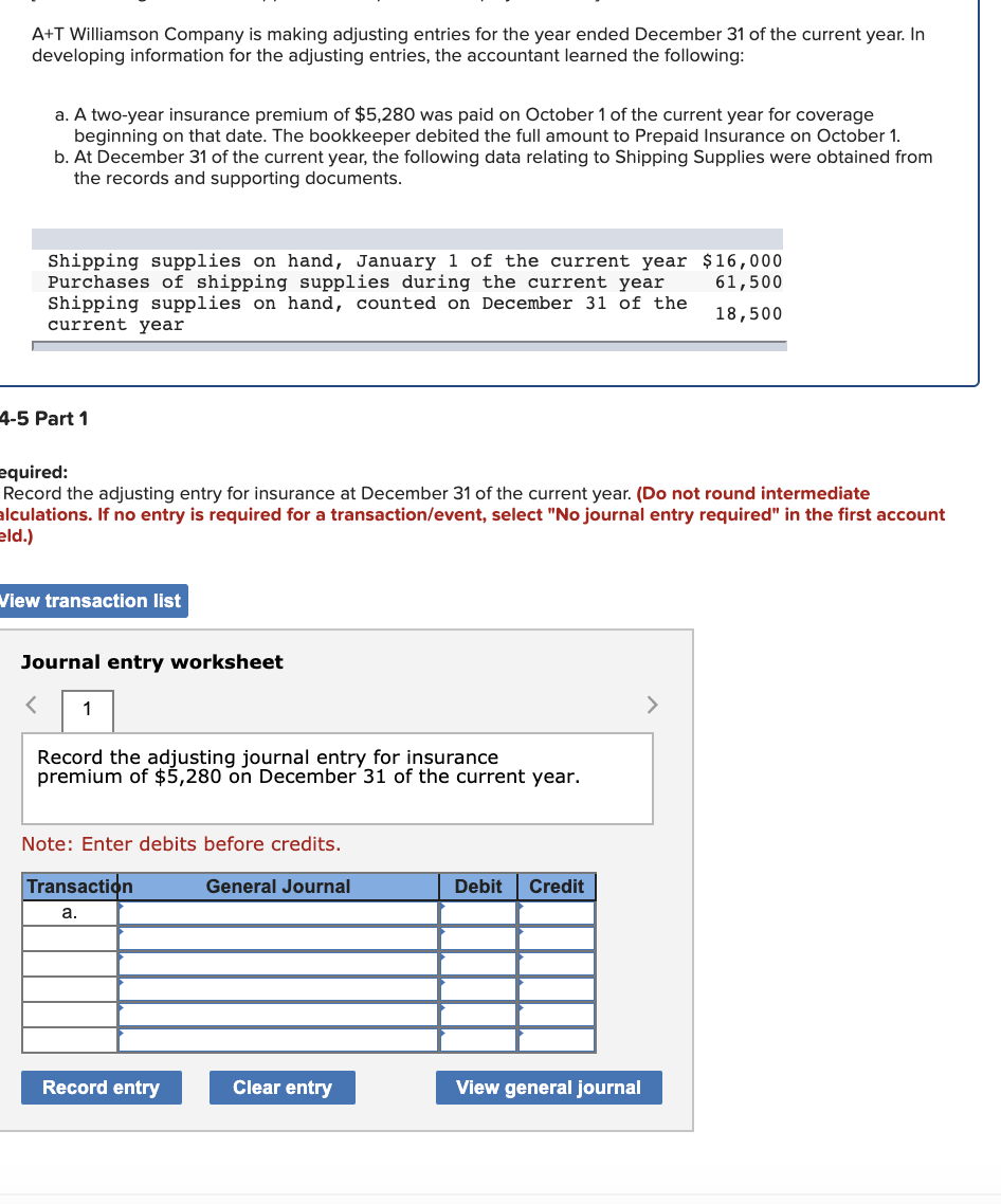 Solved A+T Williamson Company is making adjusting entries