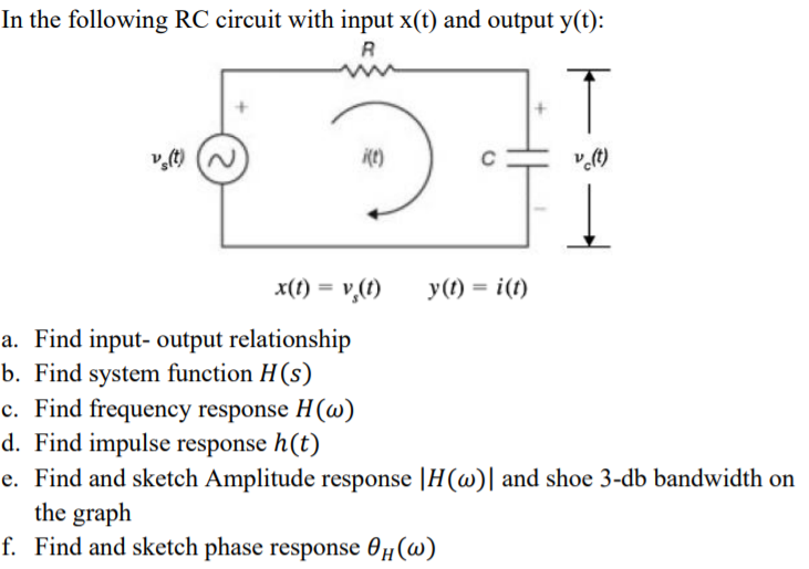 Solved In The Following Rc Circuit With Input X T And Ou Chegg Com
