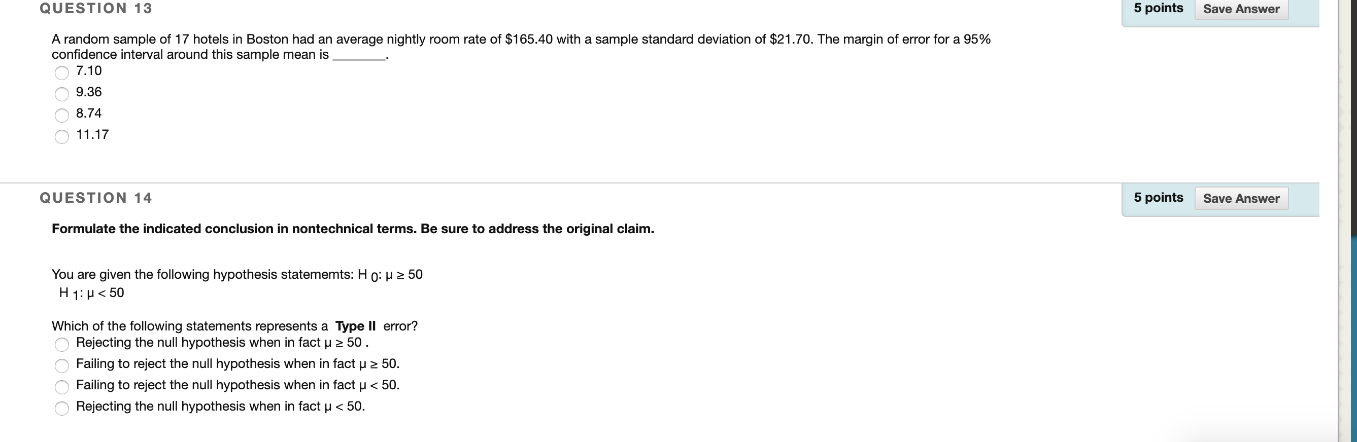 Solved QUESTION 13 5 points Save Answer A random sample of | Chegg.com