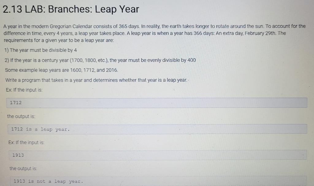 Solved A year in the modern Gregorian Calendar consists of