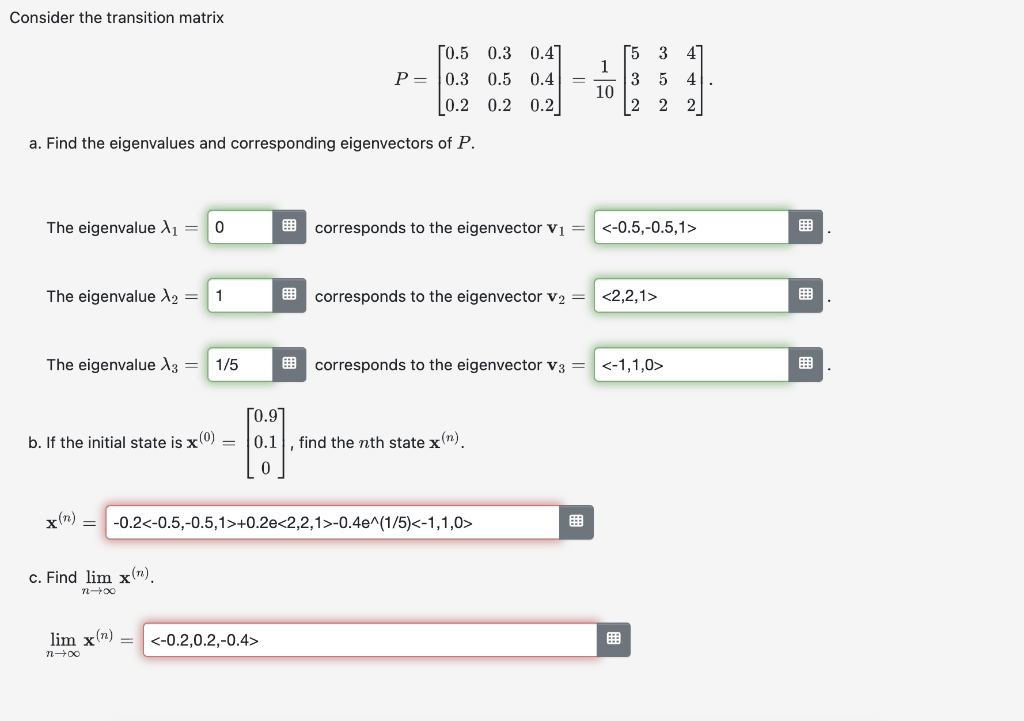 Solved Consider The Transition Matrix | Chegg.com