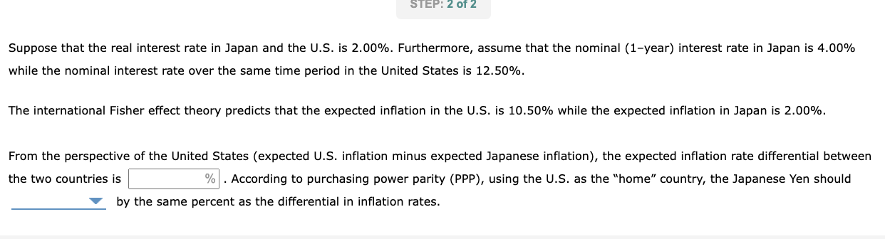 Solved STEP: 2 Of 2 Suppose That The Real Interest Rate In | Chegg.com