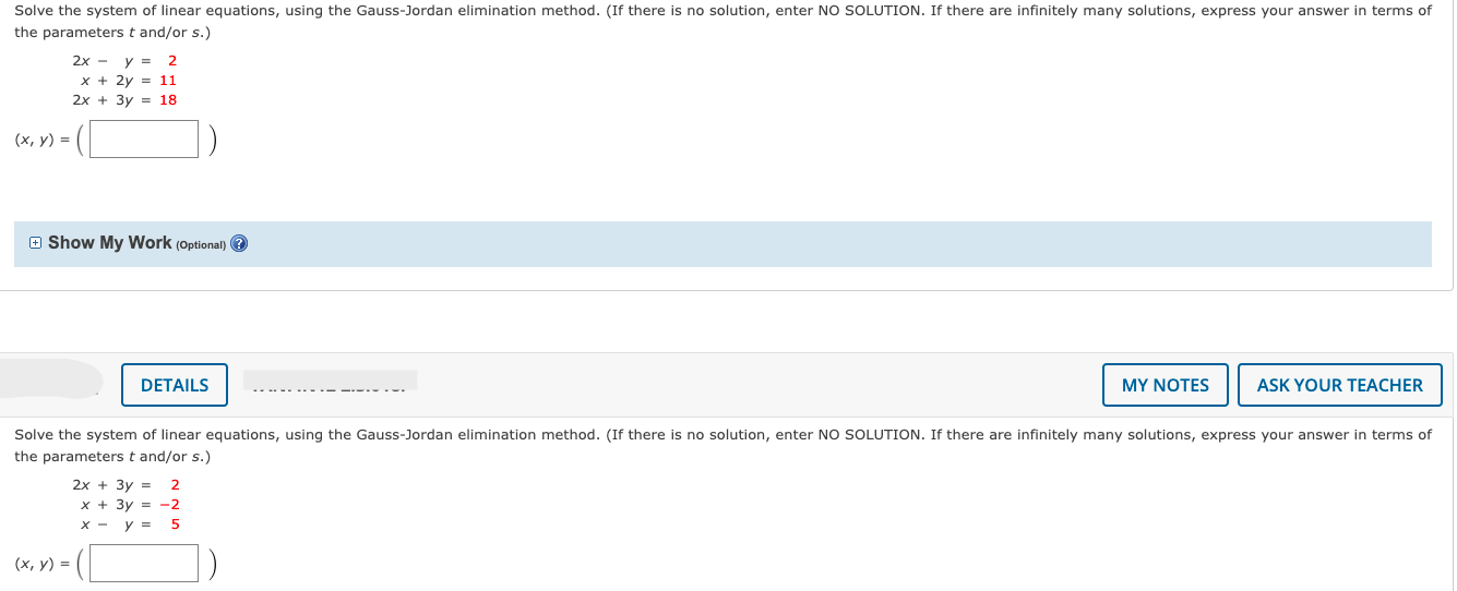Solved Solve the system of linear equations, using the | Chegg.com