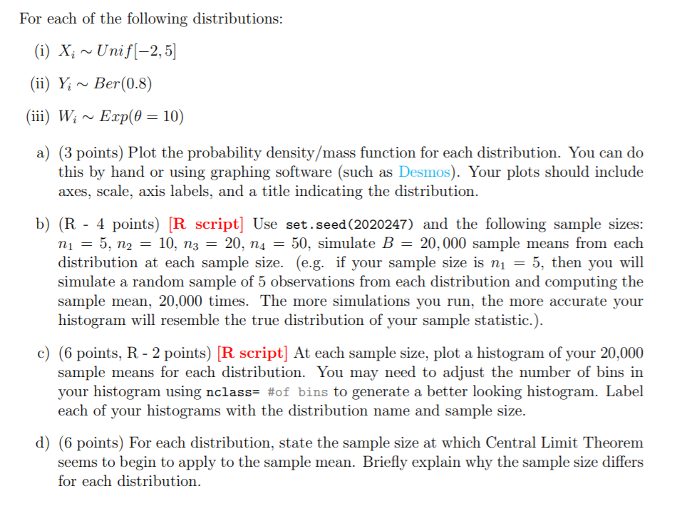 R Problems File Examples This problem will require the use of R and a pdf of | Chegg.com