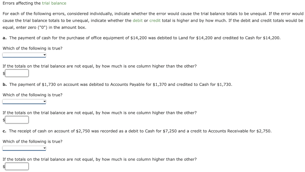 Solved For each of the following errors, considered | Chegg.com