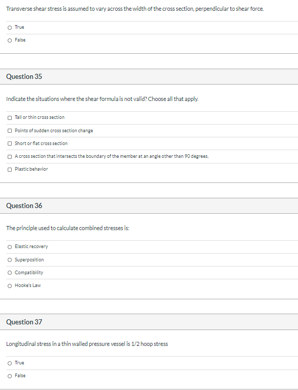 Solved Transverse shear stress is assumed to vary across the | Chegg.com