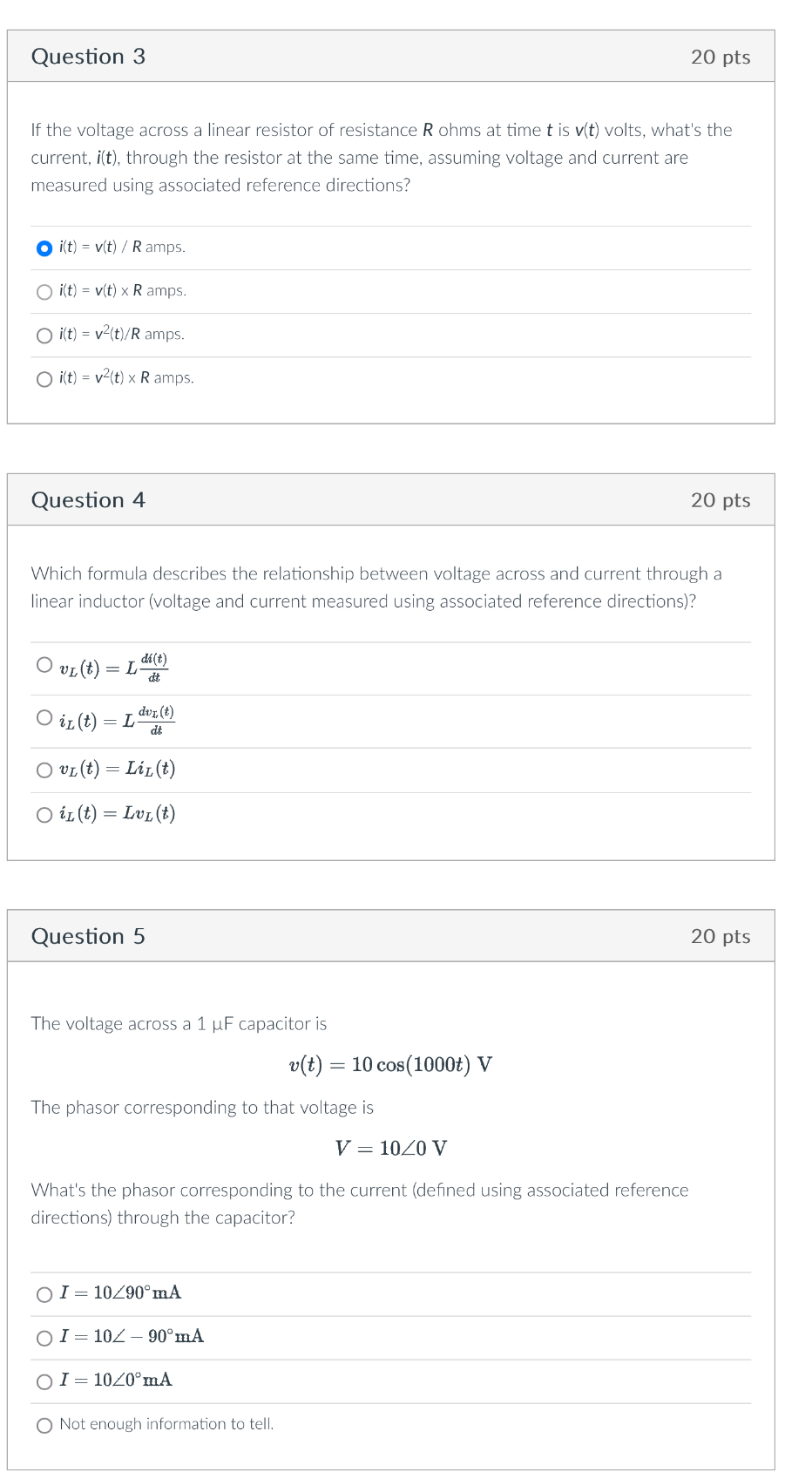 Solved If the voltage across a linear resistor of resistance