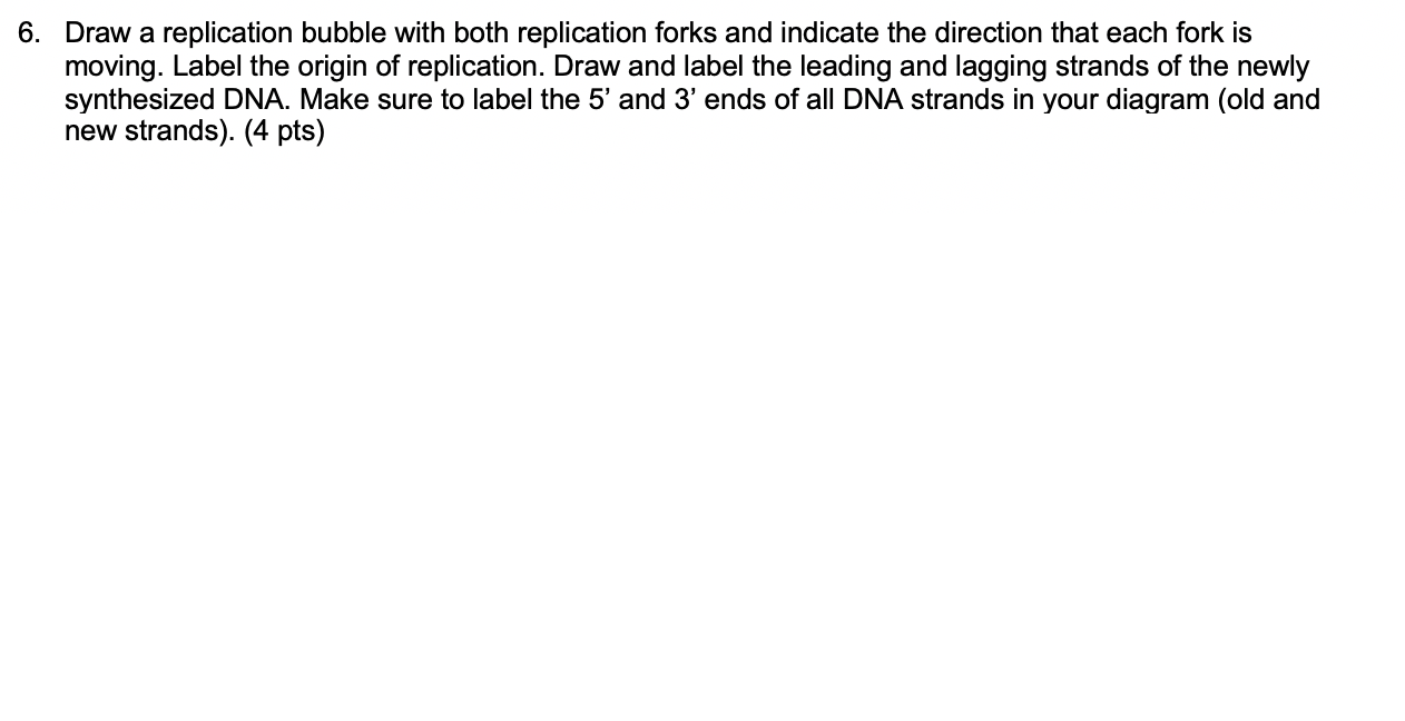 Solved 6. Draw a replication bubble with both replication | Chegg.com