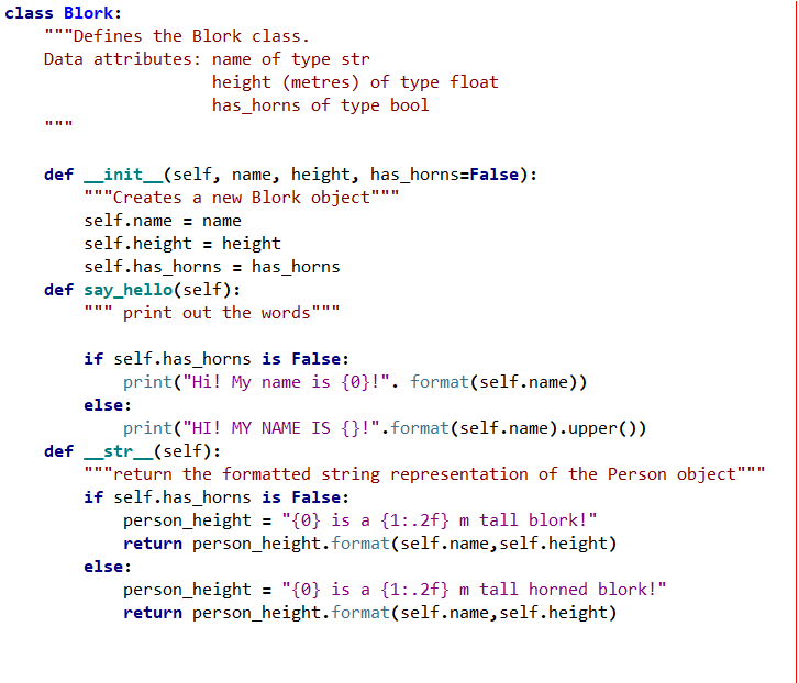 Solved use the blork class you created earlier add cod to | Chegg.com