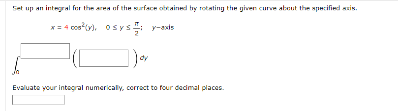 Solved Set Up An Integral For The Area Of The Surface 