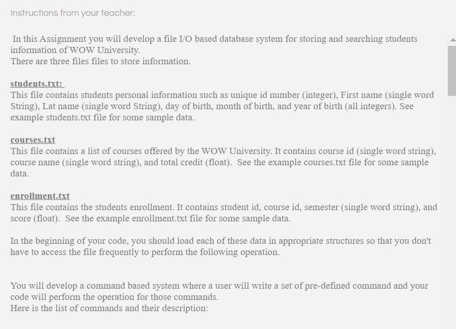 Solved IN C PROGRAM*** In this Assignment you will develop a | Chegg.com
