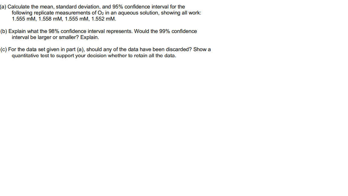 Solved (a) Calculate The Mean, Standard Deviation, And 95% 