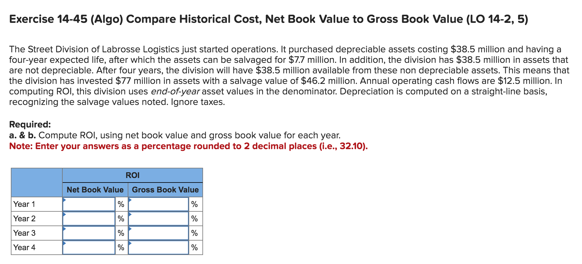 Solved Exercise 1445 (Algo) Compare Historical Cost, Net