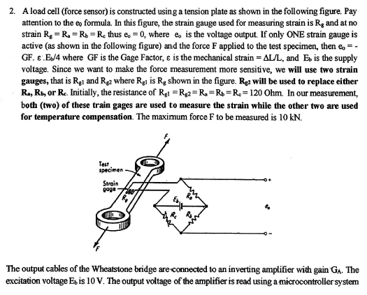 Solved 2. A load cell (force sensor) is constructed using a | Chegg.com
