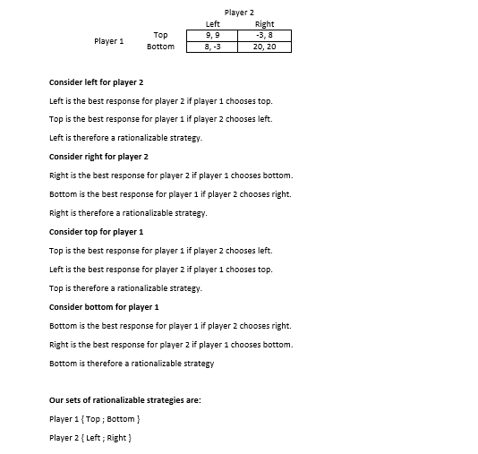 What is (are) the set(s) of rationalizable strategies