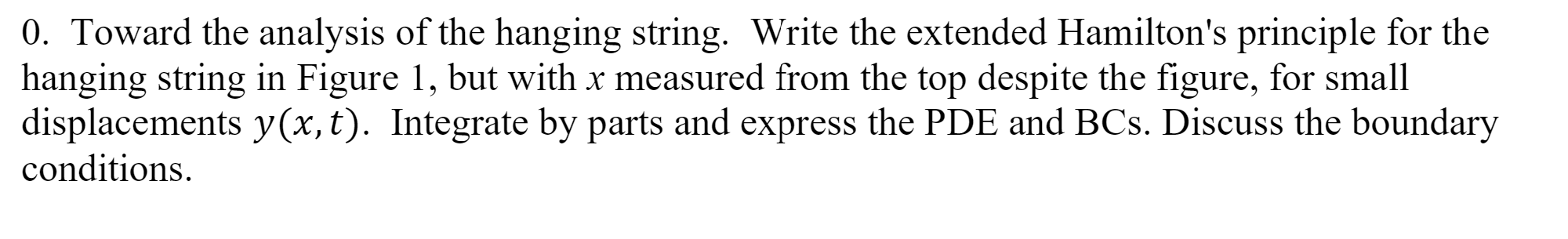 Solved 0. Toward the analysis of the hanging string. Write | Chegg.com