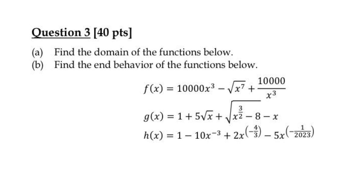 Solved (a) Find The Domain Of The Functions Below. (b) Find | Chegg.com