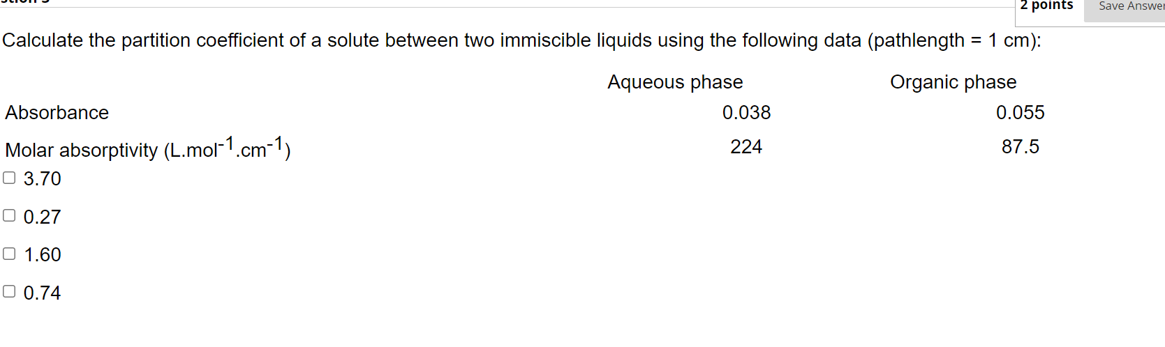 Solved 2 points Save Answer Calculate the partition | Chegg.com