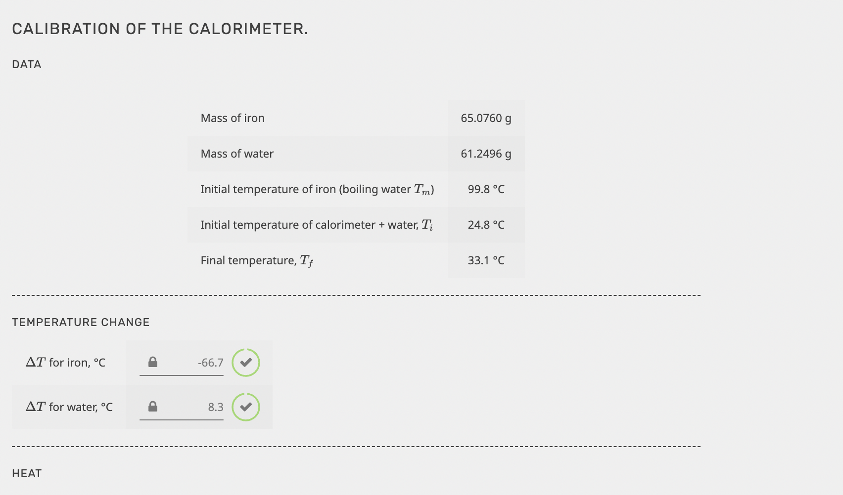 Solved CALIBRATION OF THE CALORIMETER. DATAUnrounded Rounded