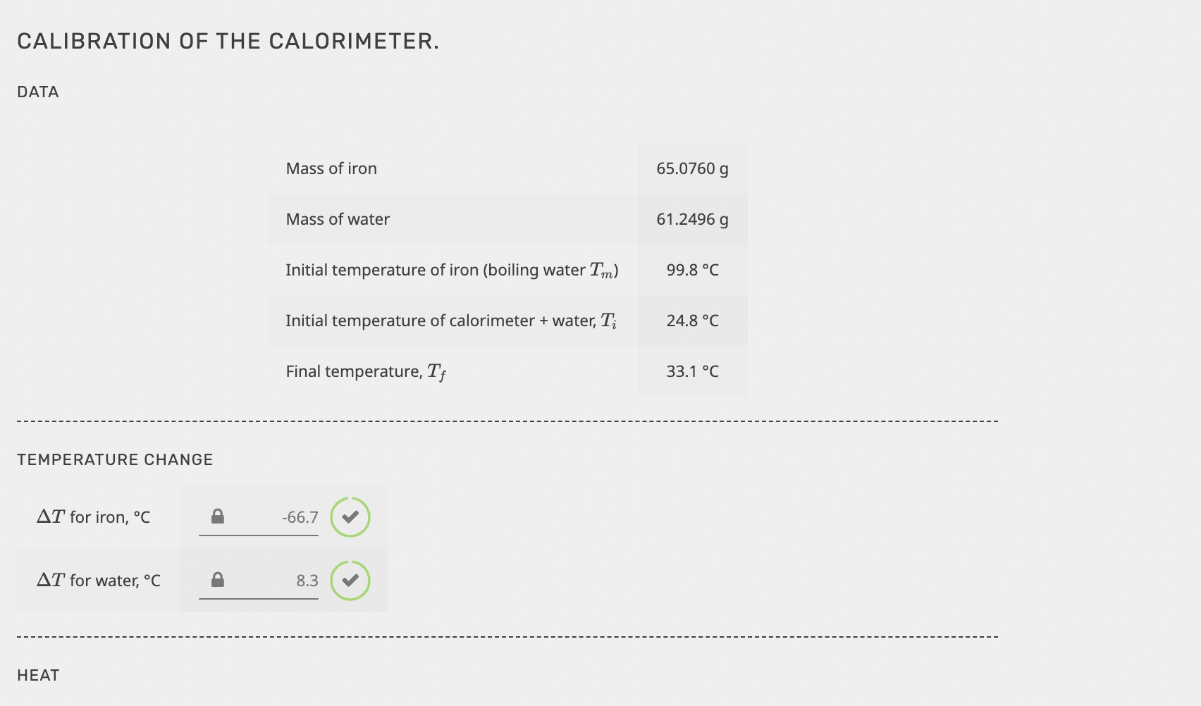 Solved Calibration Of The Calorimeter. Dataunrounded Rounded 