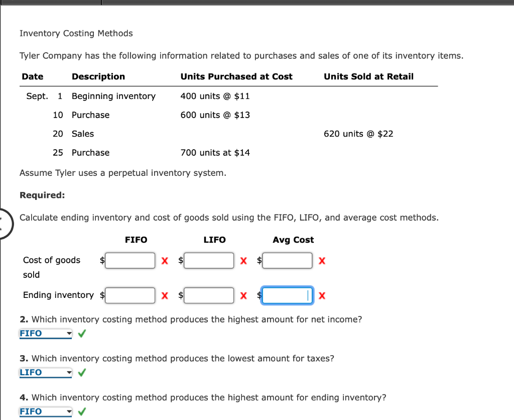 Solved Inventory Costing Methods Tyler Company has the | Chegg.com