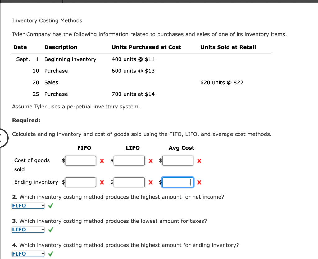 Solved Inventory Costing Methods Tyler Company Has The | Chegg.com