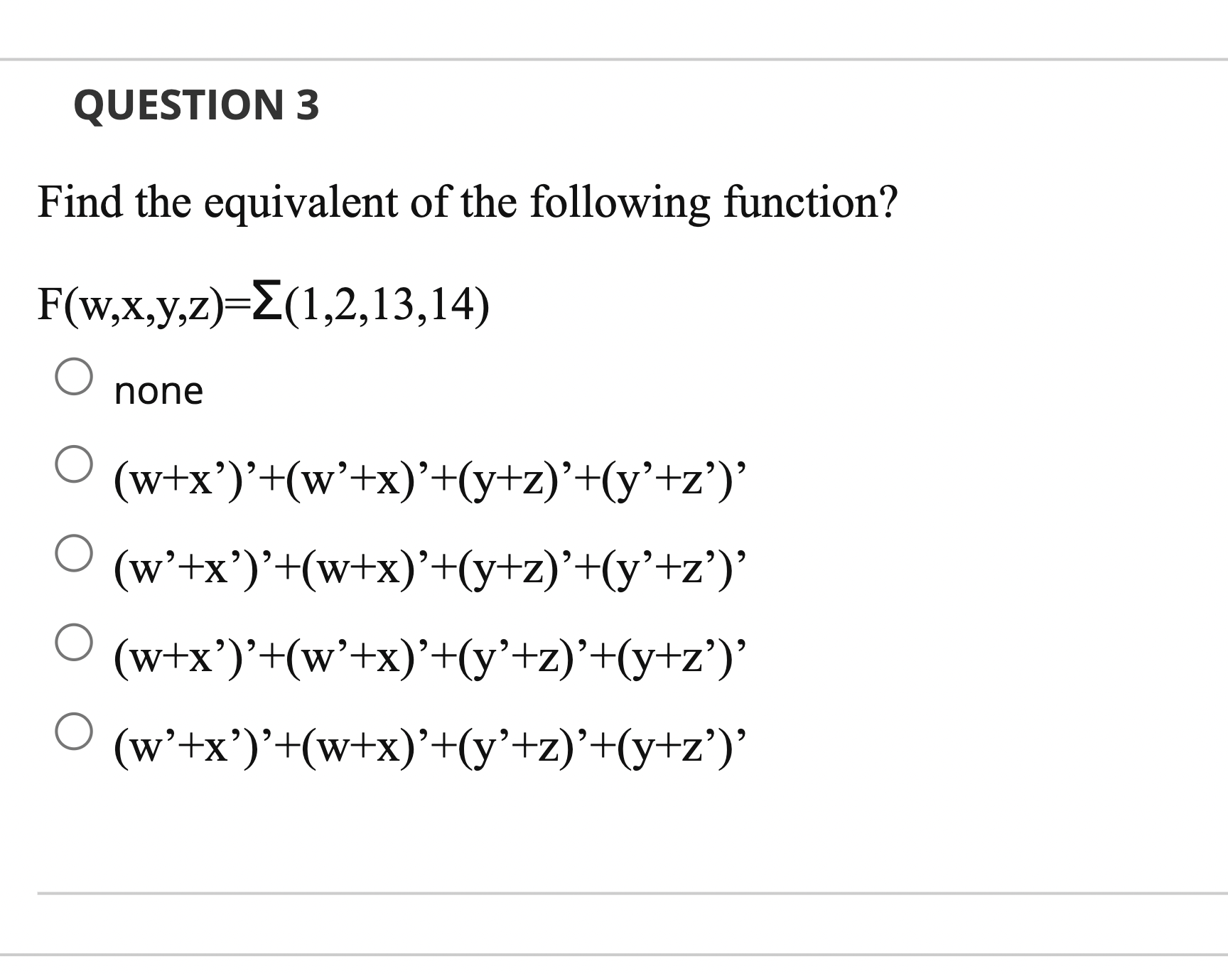 Solved Find the equivalent of the following function? | Chegg.com