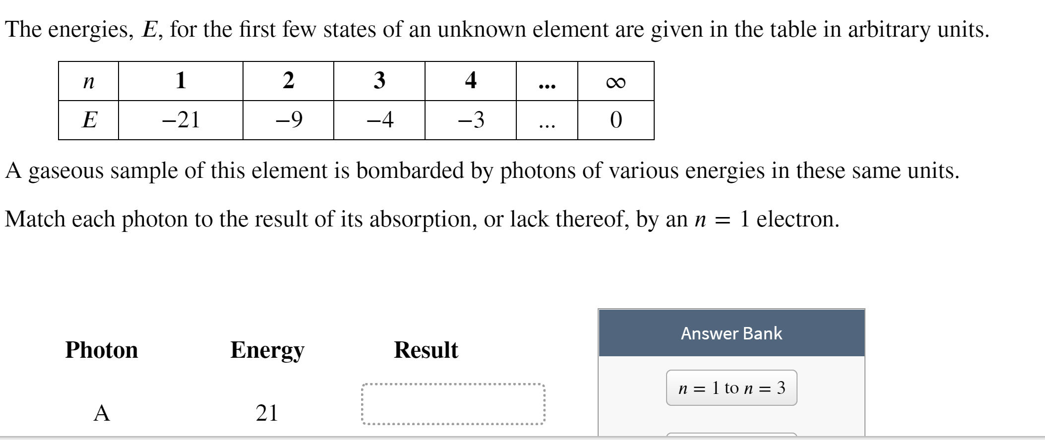 Solved The energies, E, for the first few states of an | Chegg.com