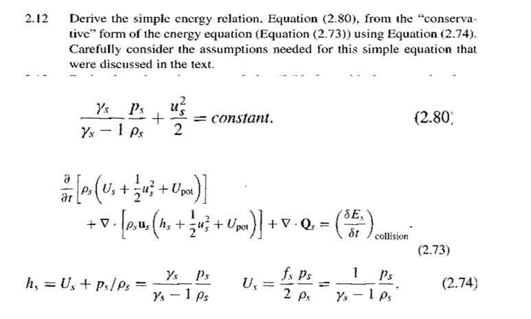 2.12 Derive the simple energy relation. Equation | Chegg.com