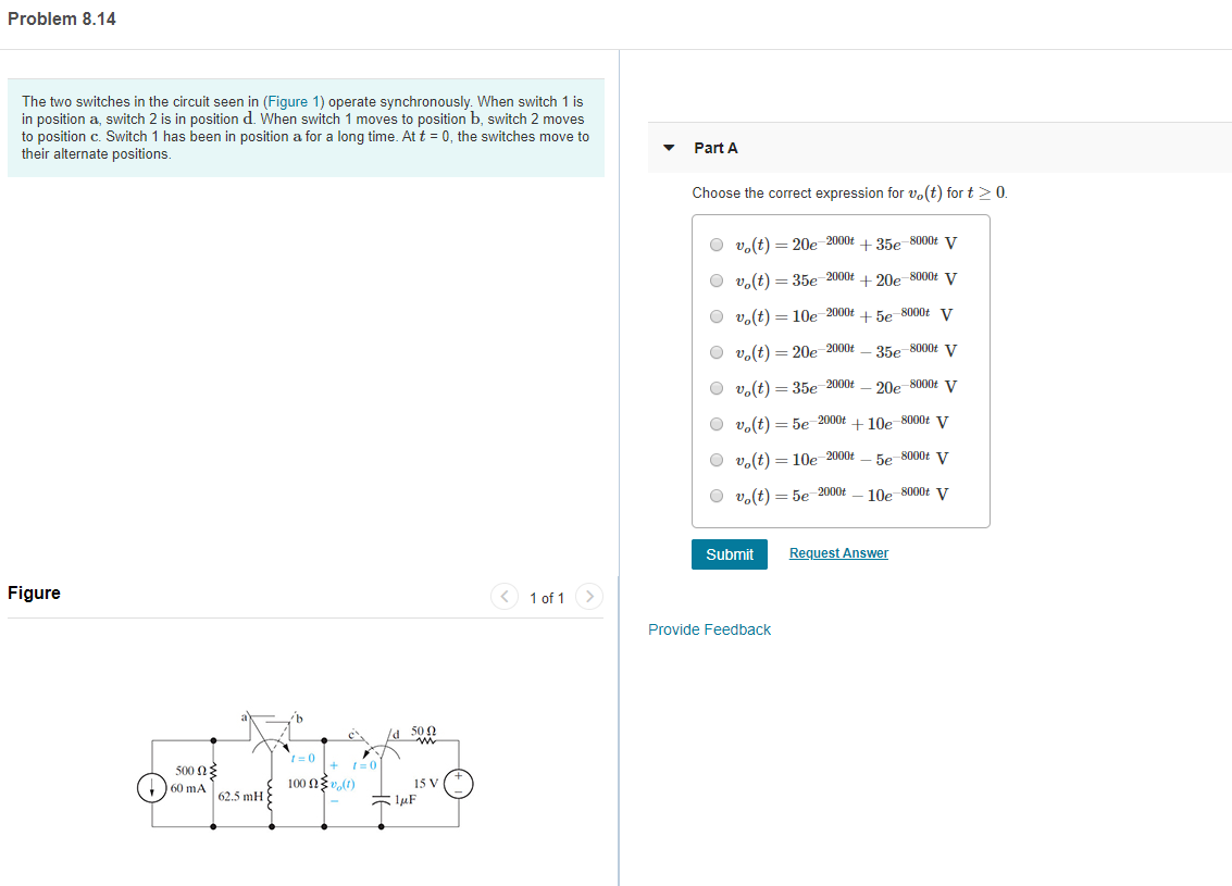 Solved Problem 8.14 The Two Switches In The Circuit Seen In | Chegg.com