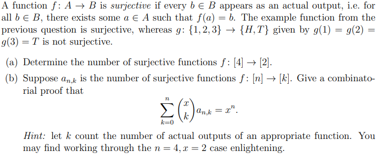 A Function F:A→B Is Surjective If Every B∈B Appears | Chegg.com