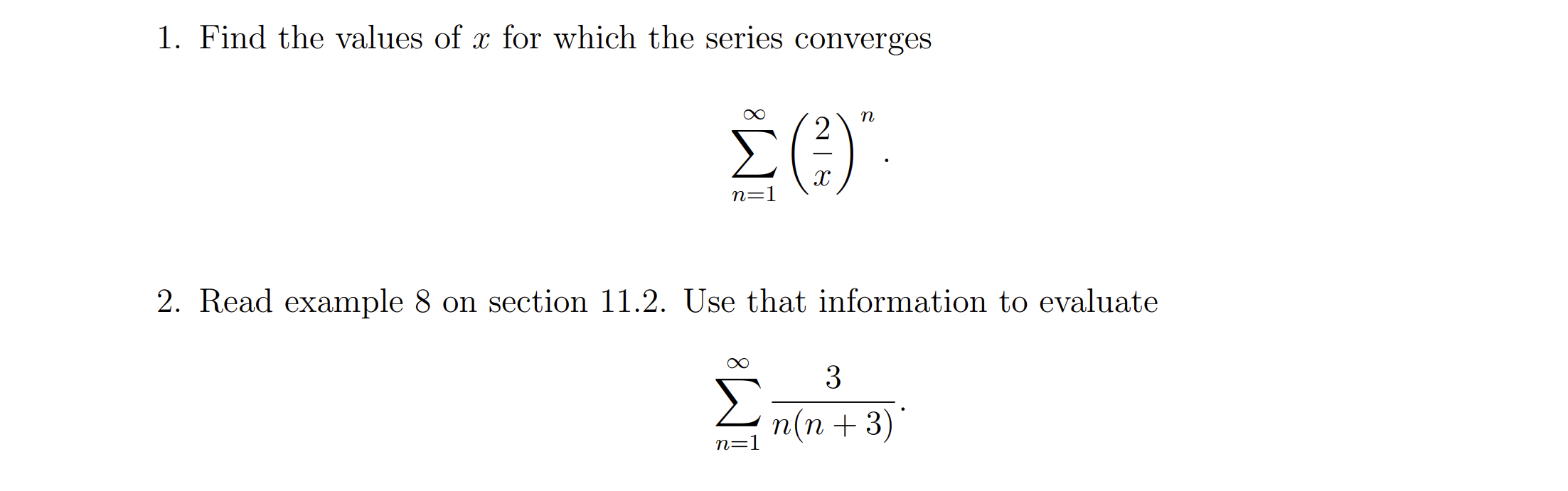 Solved 1. Find the values of x for which the series | Chegg.com