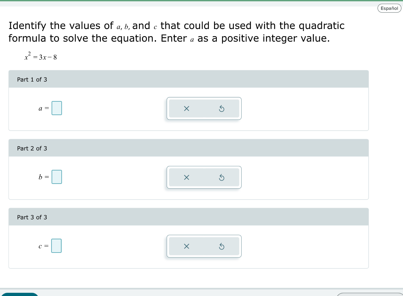 Solved Identify The Values Of A,b, ﻿and C ﻿that Could Be | Chegg.com