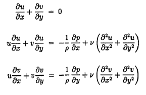 Solved ∂x∂u+∂y∂vu∂x∂u+v∂y∂uu∂x∂v+v∂y∂v=0=−ρ1∂x∂p+ν(∂x2∂2u+∂y | Chegg.com