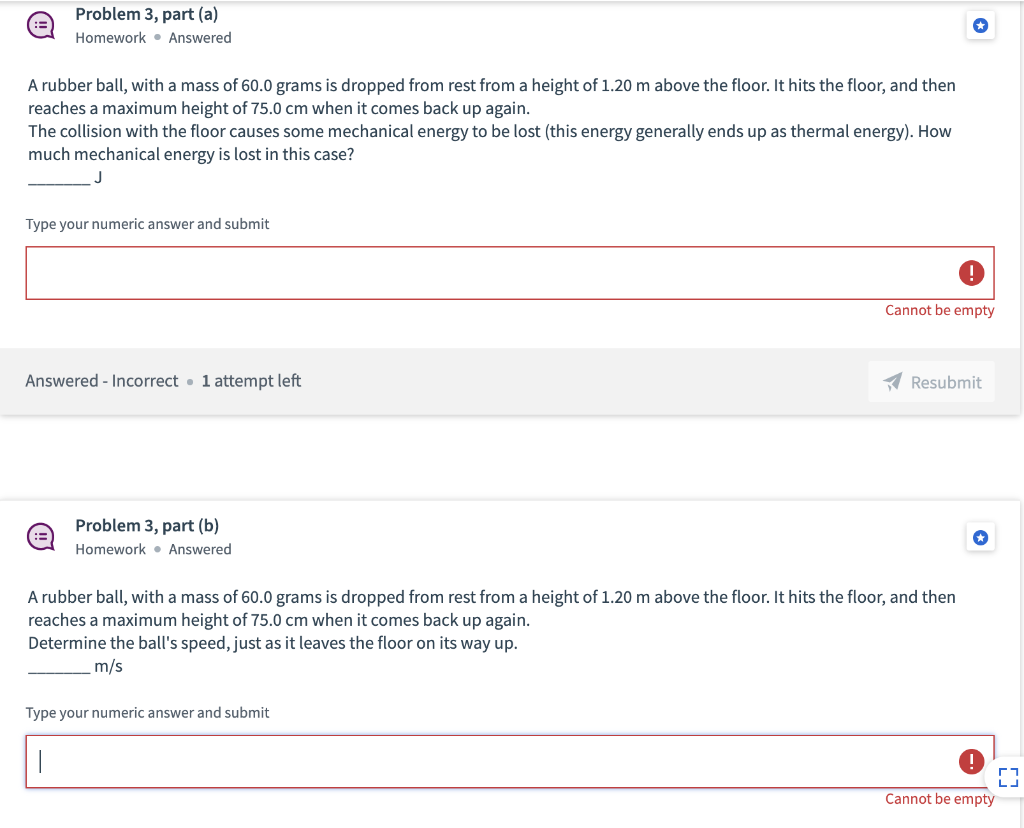 Solved Problem 3, part(a) Homework . Answered A rubber ball, | Chegg.com