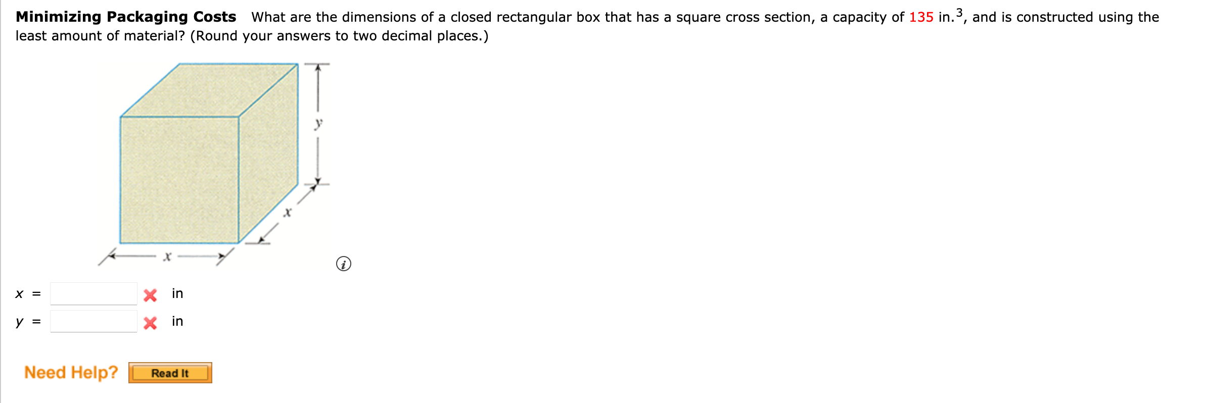 Solved Minimizing Packaging Costs What are the dimensions of | Chegg.com