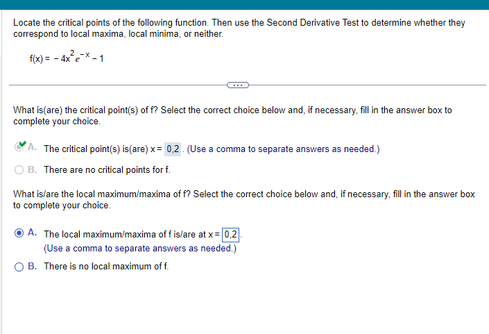 Solved Locate the critical points of the following function. | Chegg.com