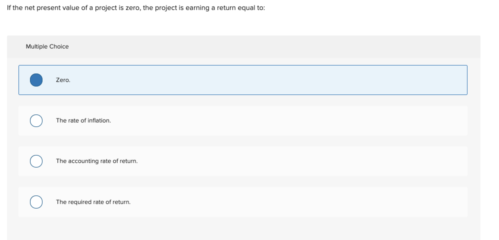 solved-if-the-net-present-value-of-a-project-is-zero-the-chegg