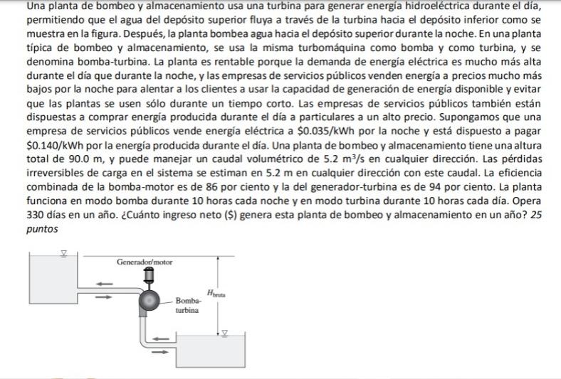 Una planta de bombeo y almacenamiento usa una turbina para generar energía hidroeléctrica durante el día, permitiendo que el