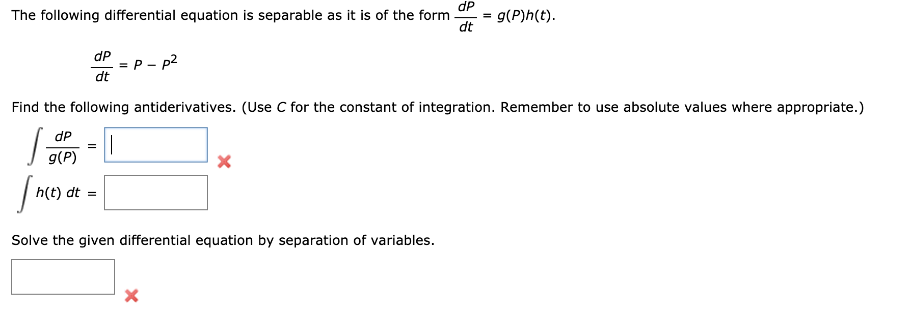 Solved Dp The Following Differential Equation Is Separabl Chegg Com