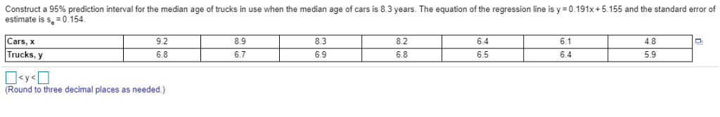 Solved Construct a 95% prediction interval for the median | Chegg.com