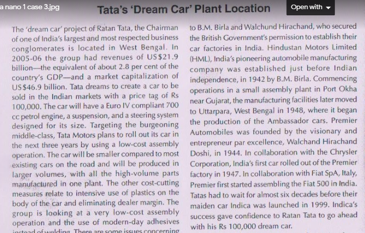 tata nano plant location case study